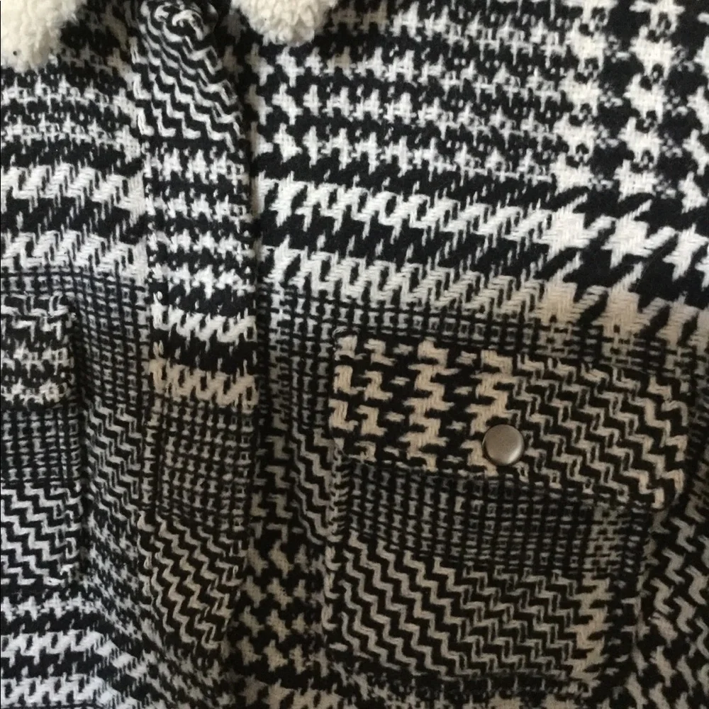 JUST FAB XXL Classic thick Fabric Plaid Black/White Jacket NEW Super Cute!! - Picture 6 of 8